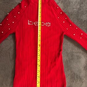 Bebe Vibrant Red Ribbed Knit Sweater
